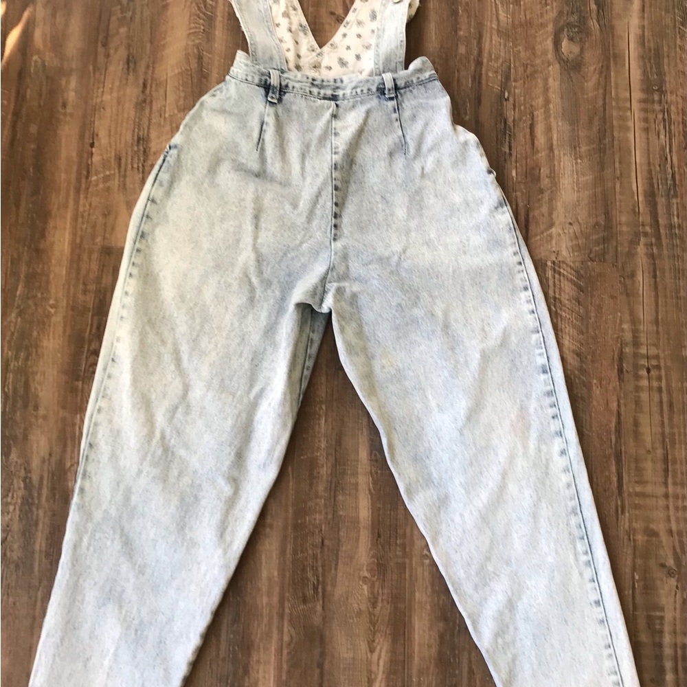 VINTAGE 1980’s STEFANO ACID WASH DENIM JEANS with Shoulder Straps (OverAlls) 🩷 - Picture 6 of 7